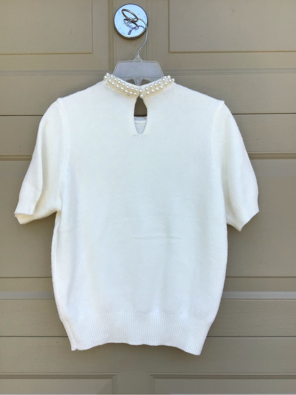ANN TAYLOR  Ivory Short-Sleeve Pearl-Trim Sweater SIZE SMALL NEW / UNWORN - Picture 10 of 10